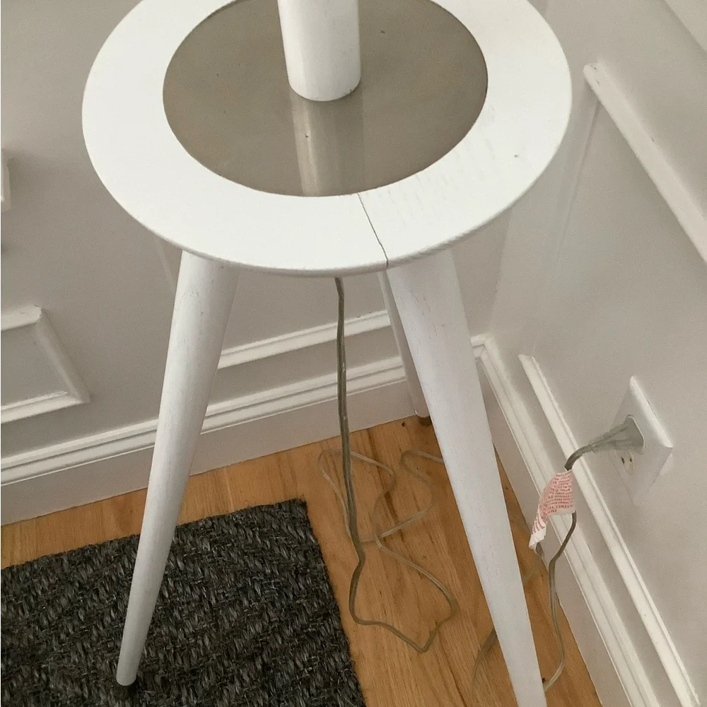 Johnathan Adler Gray and White Tripod Floor Lamp